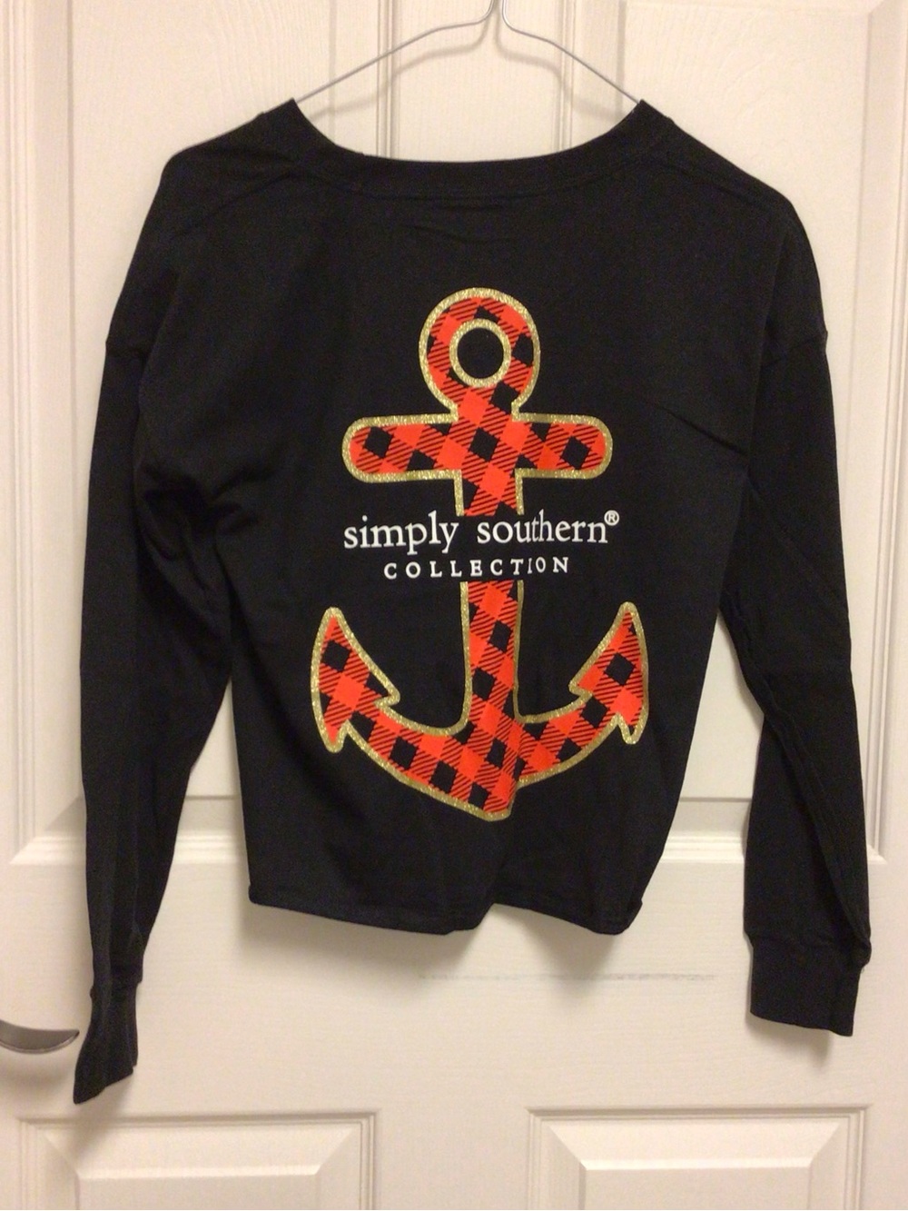 Simply Southern Buffalo Plaid Anchor Long Sleeve Top | Preppy Coastal